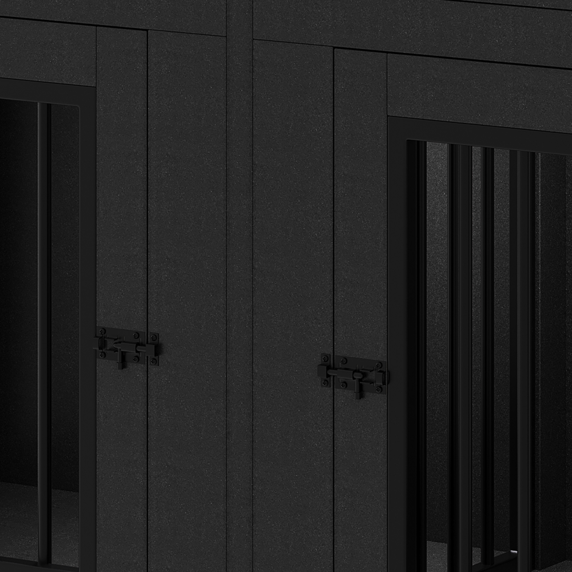 ModFusion 60" Black Dog Crate Furniture with Rustic Wood Top, Divider & Dual Drawers, Indoor Kennel Console for Large Dogs up to 80 lbs