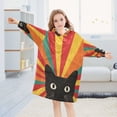 thumbnail image 5 of FORMRS Wearable Blanket Hoodie with Sleeves for Kids Cozy Flannel Sweatshirt, Black Cat, 5 of 7