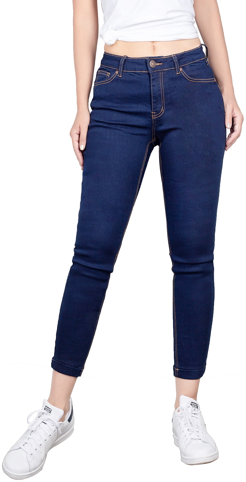 BodiLove Women's Super Stretchy Ripped Skinny Jeans – Ankle-Length, 5-Pocket, Mid Rise, Light Blue, Size 11 - View #8