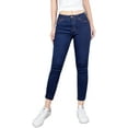thumbnail image 2 of BodiLover, Women's, Ripped Ankle Length Mid Rise 5 Pockets Comfy Skinny Cropped Jeans, Denim Blue, 1, 2 of 4