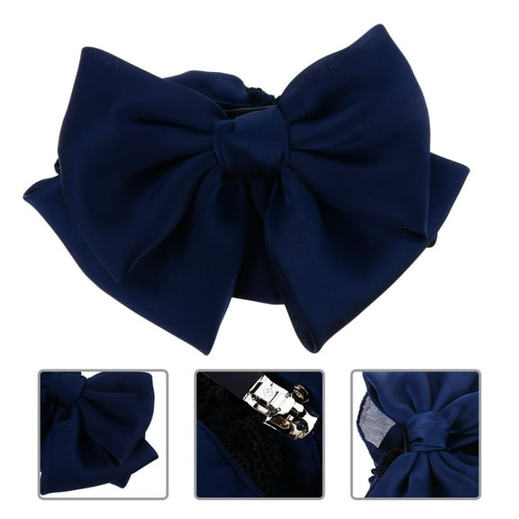 LOLIPPYY Hair Bows for Woman Navy Bow Shape Firm Hold Hair Accessories 1Pack