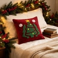 thumbnail image 5 of Soft Velvet Round Tufted Throw Pillow with Star Snowflake Ball Motifs, Christmas Embossed Decorative Cushion for Sofa Couch Bed and Living Room Decor (Multicolor), 5 of 6