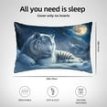thumbnail image 2 of Silk Pillow Case for Hair And Skin Queen - White Tiger Under Full Moon A Cooling Sleep Throw Pillow Covers Standard Size 20x30in, comfort Satin Pillowcase with Zipper for Women Men, 2 of 7
