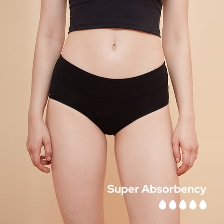 YooTime Women's Cotton Period Underwear, Sporty Period Panties for Teens, Super Absorbency Black/1Pack/M