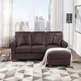 thumbnail image 3 of OSP Home Furnishings Rylee Rolled Arm Sectional in Cocoa Faux Leather with Pillows and Coffee Legs, 3 of 8