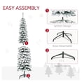 thumbnail image 6 of 6ft Snow-Flocked Christmas Tree, Slim Pencil Xmas Tree with 395 Realistic Branches & Metal Base, Green, 6 of 9