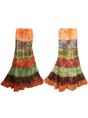 Mogul Boho Hippie GYPSY Six Tier Tie Dye Broomstick Cotton Long Skirt