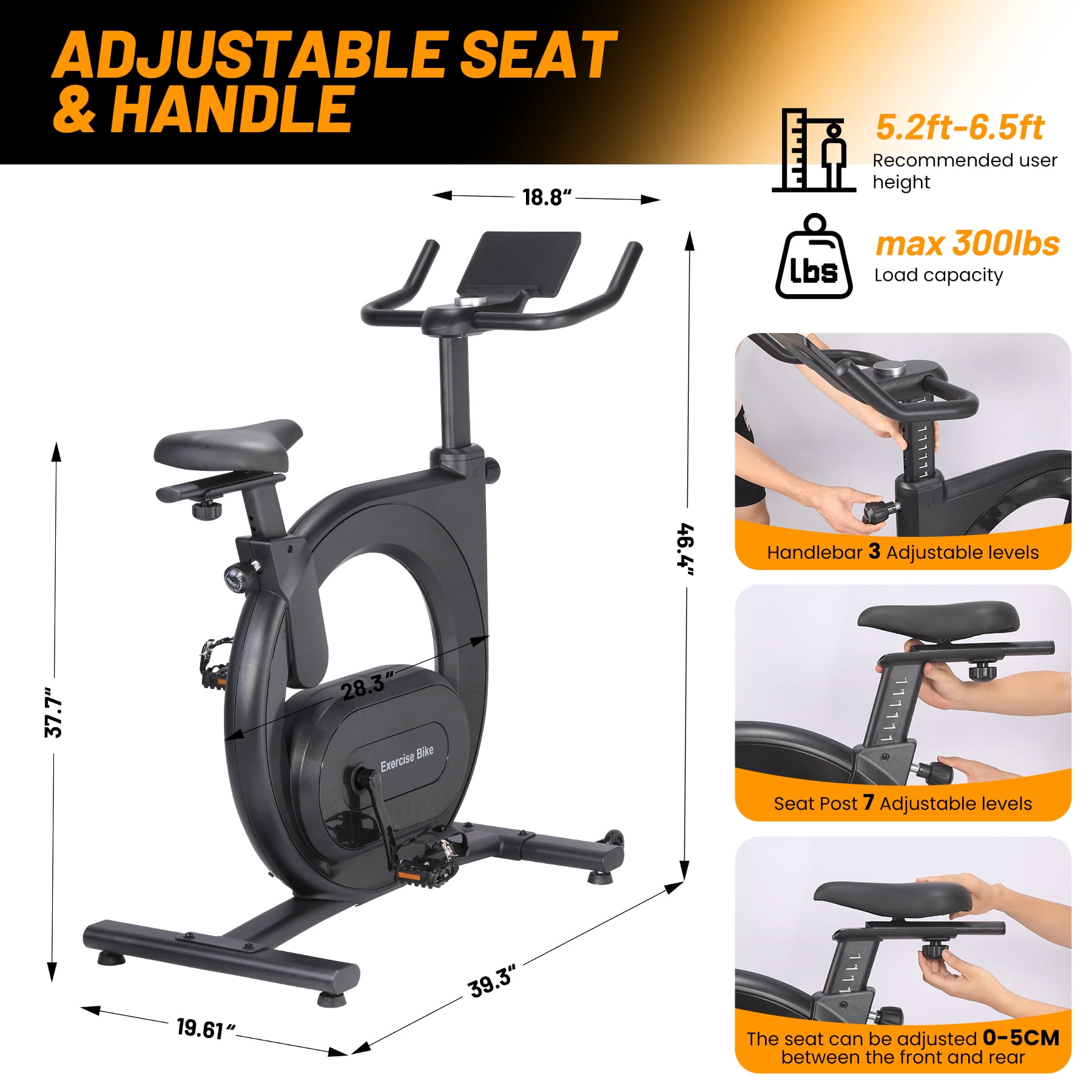 M optimized Stationary Bikes for Home, Electromagnetic Control Exercise Bike, Indoor Cycling Bike with Shuttle Smart Knob, Magnetic Resistance/Brake Pad, Low Noise with App, Upgraded Version Seat