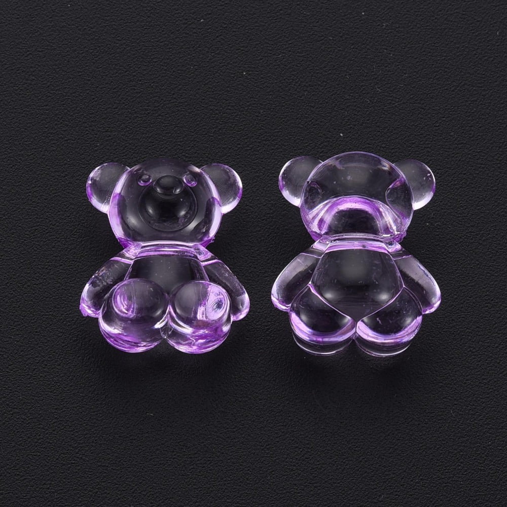 500g Transparent Acrylic Beads Top Drilled Beads Bear Blue Violet 18.5x15.5x11mm 320pcs/500g