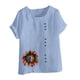 thumbnail image 4 of Vestidos Casuales Para Mujer, Blusas De Mujer De Moda Blusa informal de lino con botones y manga corta estampada para mujer, 4 of 4