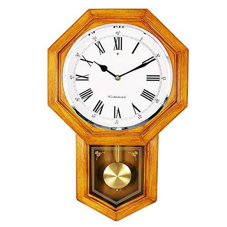 Bestime ?Wood Color??Plastic?Schoolhouse Wall Clock with Pendulum