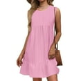 thumbnail image 2 of Pink Cap Dresses for Women Summer Fall Crewneck Midi Knee High Beach Brunch Hawaiian Tropical Basic Dresses Women 2025 Clothing Fashion M, 2 of 6