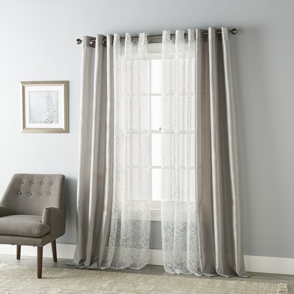 Lanco Home Aliza Grommet 4-Piece Window Curtain Panel Set, Grey, 2" Grommet, Semi-Sheer, Set of 4, 35 x 84"