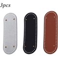 thumbnail image 3 of Juego de 3 piezas de bolsa de cuero pu, gancho inferior para cojín, parte inferior ovalada de 30x10cm con gancho con orificio, parte inferior para bolsa tejida a mano DIY oso de fresa Electrónica, 3 of 5