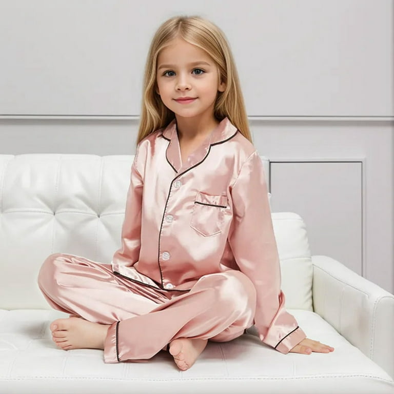 AJIWYH Satin Pajamas for Girls Kids Girl Boy Satin Pajamas Set