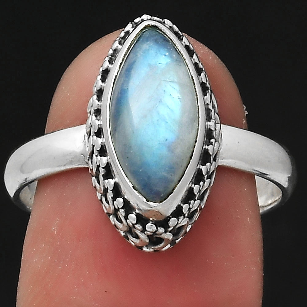 925 Silver Plated Natural RAINBOW MOONSTONE BESTSELLER Ring Any Size NEW