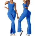 thumbnail image 3 of Monos sin mangas acampanados para mujer, camisetas sin mangas sexis con espalda descubierta, mono ajustado para Yoga, mono sin costuras, 3 of 5