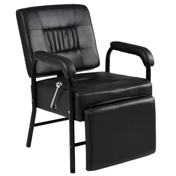 Reclining Salon Shampoo Chair with Footrest, Heavy-Duty Black PU Leather, 330LBS Capacity