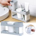 thumbnail image 3 of Toothbrush Holder Stand Plastic Cup Set Shelf Bathroom Toothpaste Storage Rack, 3 of 6