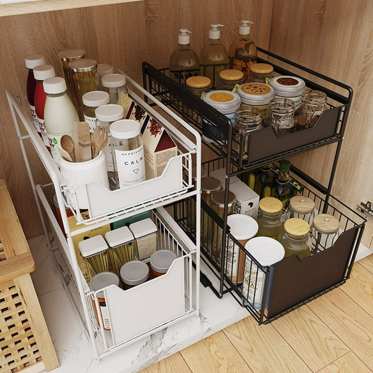 Riousery Under Sink Organizers and Storage 2 Tier Sliding Pull-out Organizer  for Bathroom Kitchen 