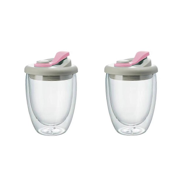 Double Wall Glass Water Cup with Leak-Proof Lid - Insulated Transparent Coffee Mug for Milk, Tea, Juice Drinkware