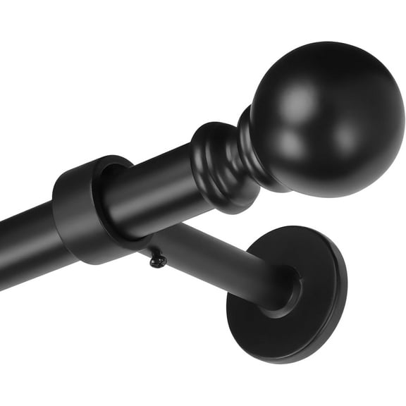 Extra Long Curtain Rods for Windows 32 to 240 Inches, 1" Diameter Heavy Duty Black Curtain Rod Set Adjustable Length, Drapery Rods With Decorative Round Finials for Indoor Outdoor