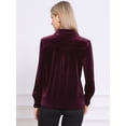 thumbnail image 3 of DARING DIVA Women's Vintage Velvet Long Sleeve Button Down Shirt Blouse L Dark Red, 3 of 6
