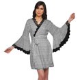 thumbnail image 1 of Moomaya Robe Courte Imprimée pour Mariée Préparation Manches Cloche Peignoir Femmes Enveloppe, 1 of 6
