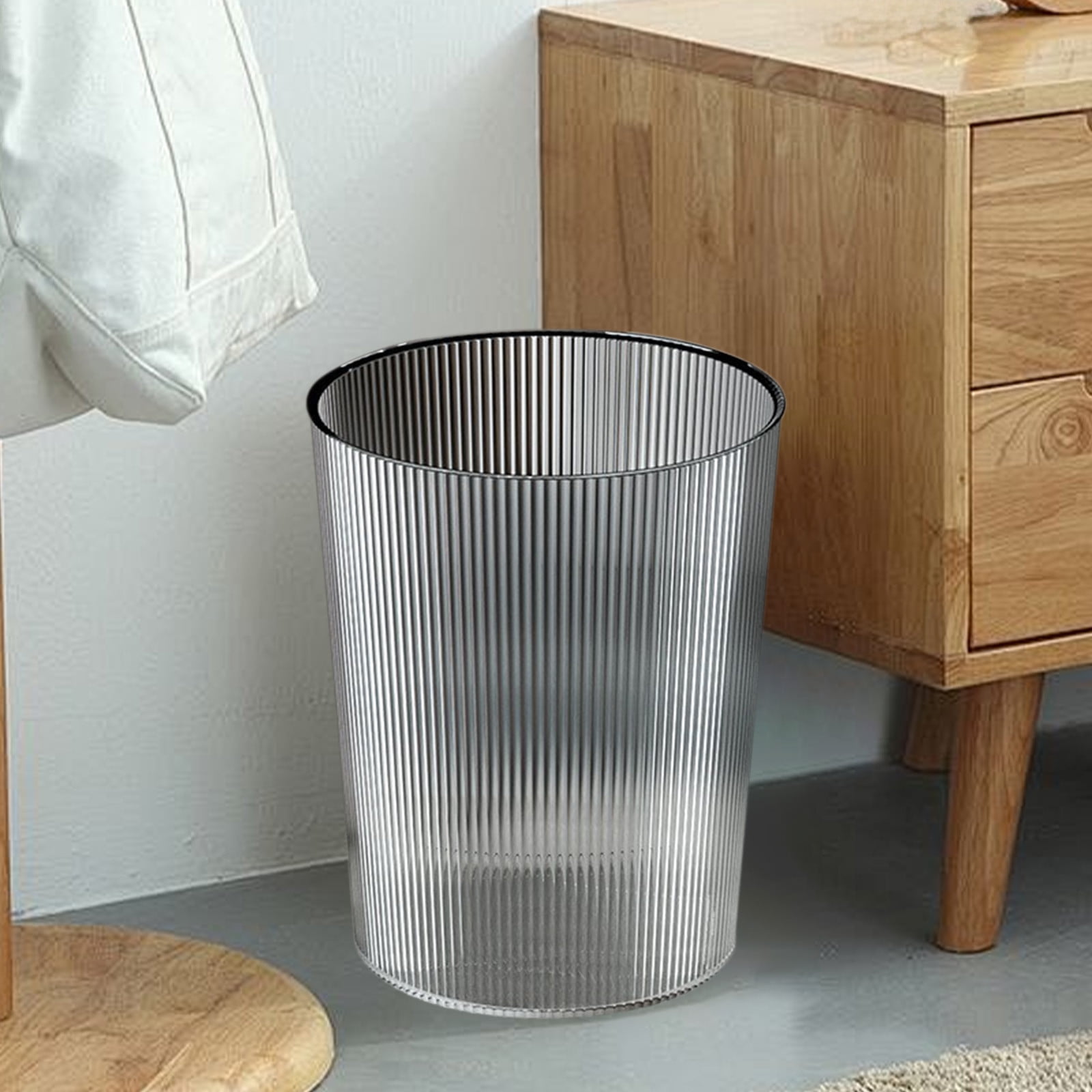 Round Plastic Small 1.7 Gallon Recycle Trash Can Wastebasket, Garbage Container Bin for Bathrooms, Kitchen, Bedroom, Home Office - Durable Plastic - Polished