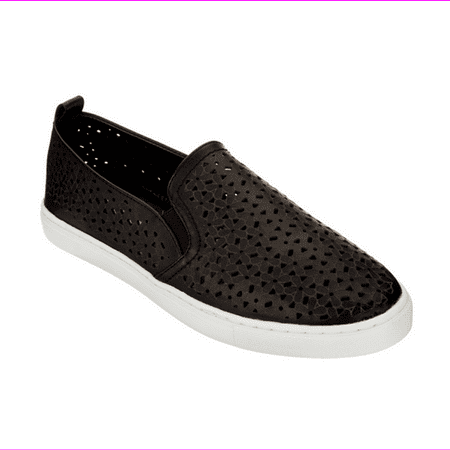 Isaac Mizrahi Live! SOHO Leather Perforated Sneakers BLACK 10 M
