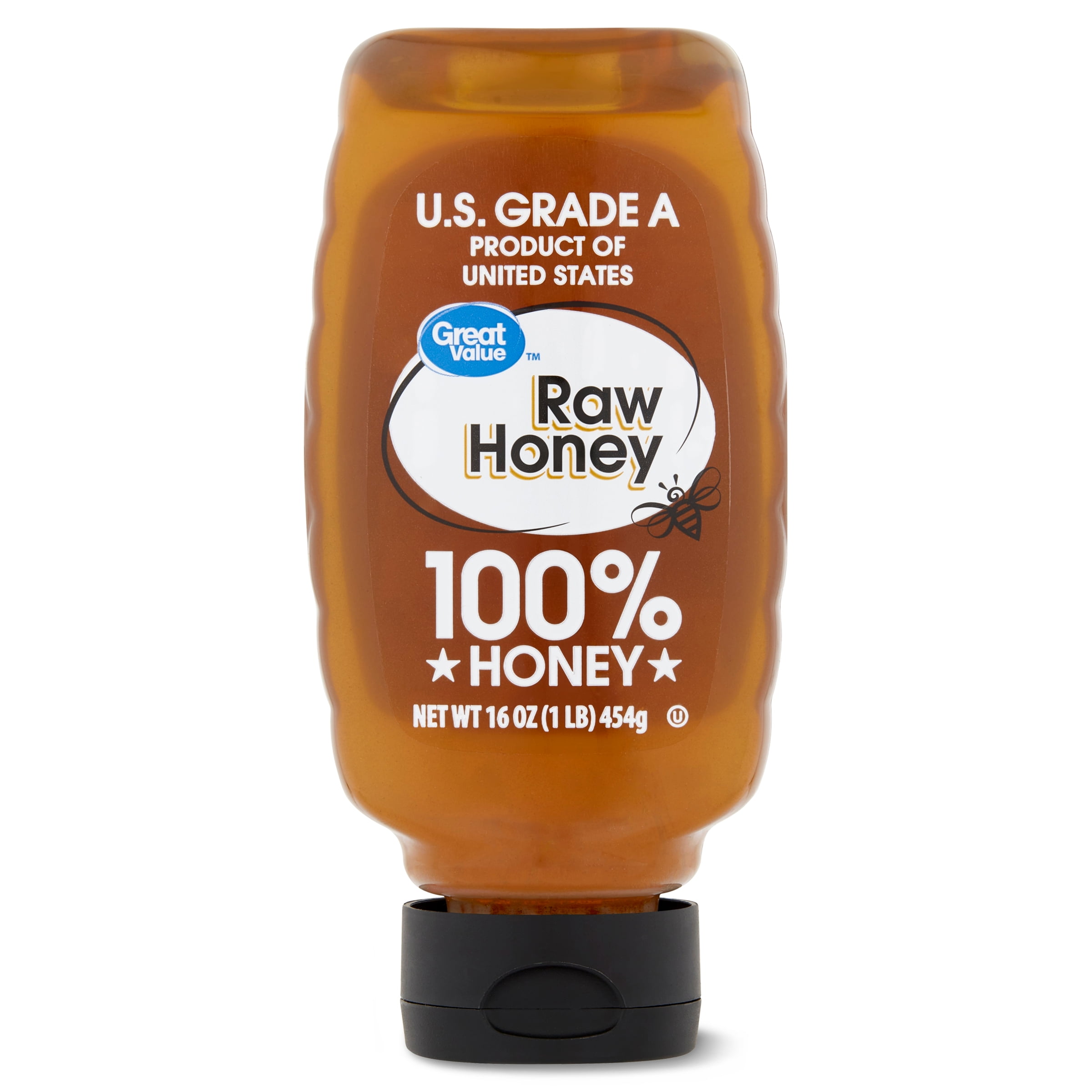 Great Value Raw Honey, 16 oz Inverted Plastic Bottle