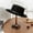 Black, variant on Wool Felt Flat Top Fedora Hat Women Vintage Wide Brim Pearl Chain Autumn Winter