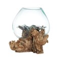 thumbnail image 1 of 20cm Molten Glass & Wood Sculpture - Approx 8" Across, 1 of 1
