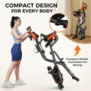 pooboo 4in1 Foldable Exercise Bike Indoor Cycling Bike Magnetic Stationary Bike Fitness Gym Workout 300lb