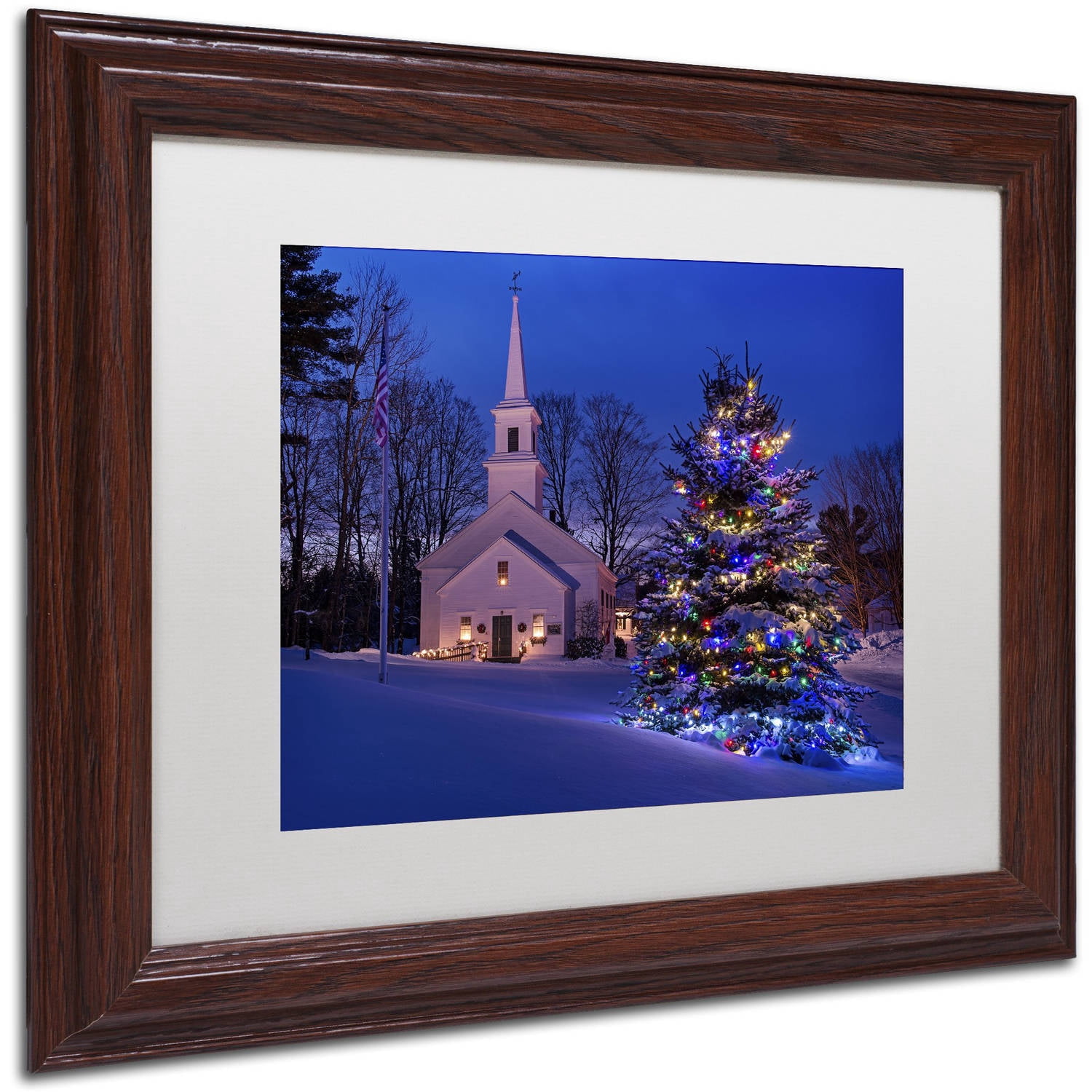 Trademark Fine Art "New England Xmas" Canvas Art by Michael Blanchette Photography White Matte, Wood Frame