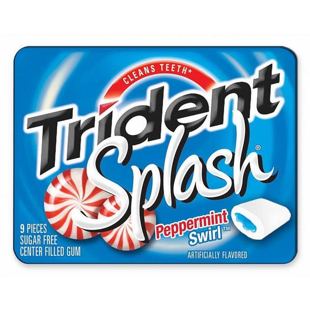 Trident Splash Peppermint Swirl CenterFilled Sugar Free Gum, 9 count