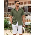 thumbnail image 2 of COOFANDY Men's Cuban Guayabera Shirt Summer Beach Vacation Shirt Casual Short Sleeve Button Down Resort Wear, 2 of 6