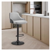 Drevy Asher Adjustable Grey Faux Leather and Black Finish Bar Stool