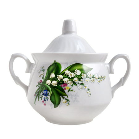 

Porcelain Sugar Container 15.2 fl oz (450 ml) Lilies of The Valley Sugar Bowl with Lid Sugar Keeper