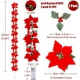 thumbnail image 4 of Morttic 2Pcs 6.5Ft Lighted Poinsettia Christmas Garland with Red Berries and Holly Leaves, Pre-Lit Velvet Artificial Poinsettia Garland for Christmas Decoration, Battery Operated, 4 of 7