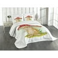 thumbnail image 3 of Ambesonne Hedgehog Quilted Bedspread Set 3 Pcs, Vivid Colored Cartoon, King Size, Multicolor, 3 of 5