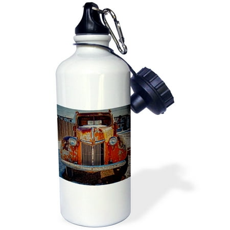 Antique Snuff Bottles - 3dRose Artistic winter scene with antique Orange Truck, Sports Water Bottle, 21oz