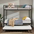 thumbnail image 2 of Tcbosik Twin over Twin Size Bunk Bed with Trundle, Metal Bed Frame with Side Ladders and Safety Guardrail, Noise-Free, Black, 2 of 11