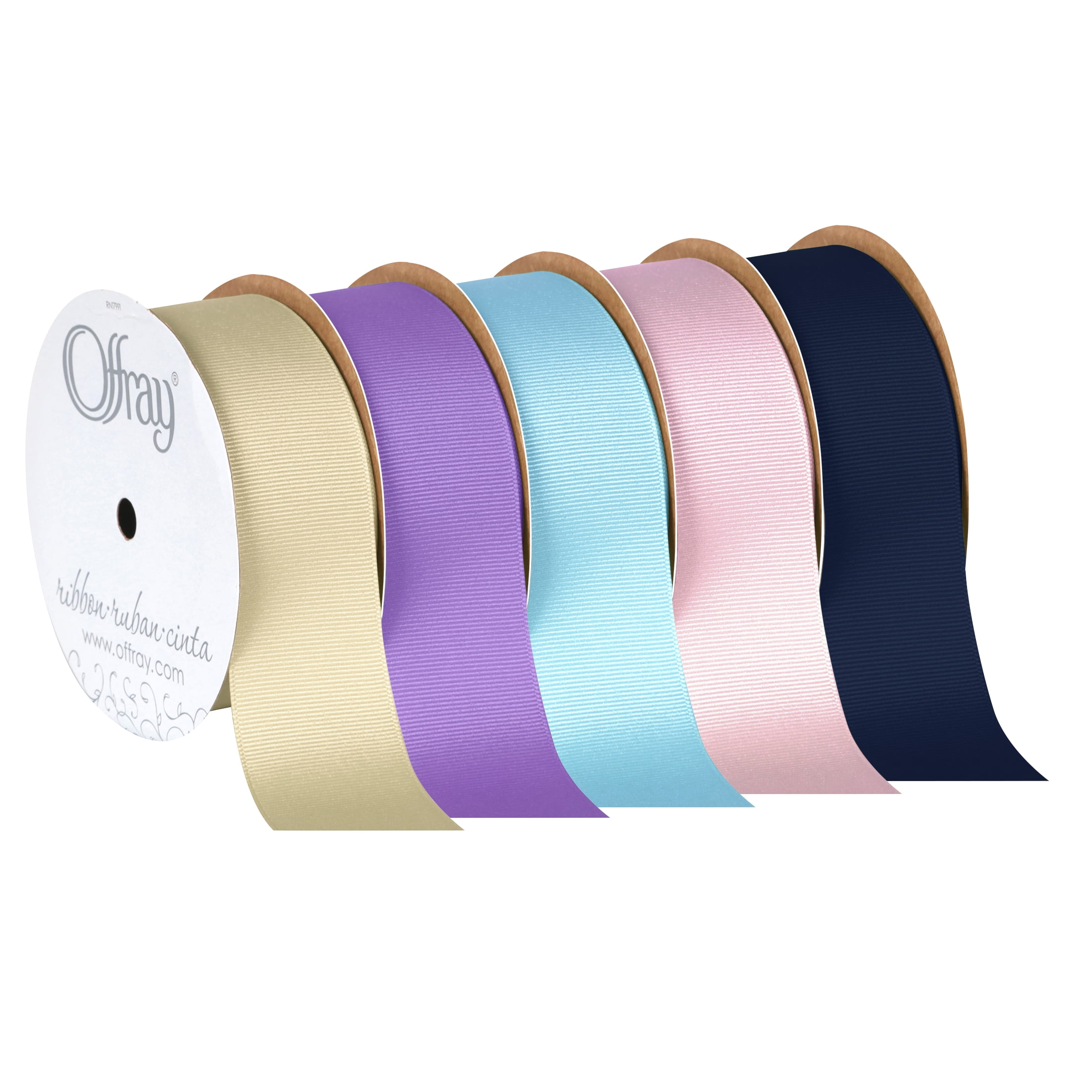 (3 pack) Offray Ribbon, Natural Tan 1 1/2 inch Grosgrain Polyester Ribbon, 12 feet