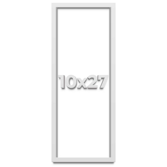 10x27 Shadow Box Frame White | 2 Inches Deep Real Wood Contemporary Shadowbox Display Frame | UV