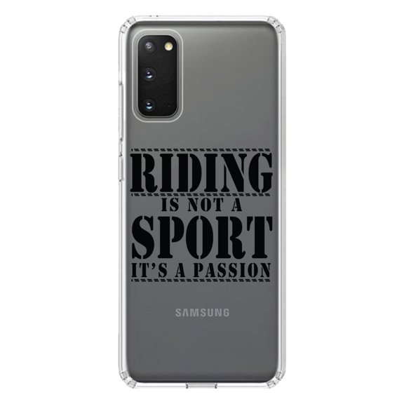 DistinctInk Clear Shockproof Hybrid Case for Galaxy S20 / S20 5G (6.2" Screen) - TPU Bumper Acrylic Back Tempered Glass Screen Protector - Riding is A Passion - horses