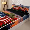 thumbnail image 3 of Manfei Usa Flag Flower Zipper Queen Comforter Set with Fitted Sheet and 2 Pillowcases,Honoring The Brave Printed Zipper Bedding Set,Black Reversible,4pcs, 3 of 8