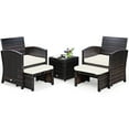 thumbnail image 1 of Gymax 5PCS Rattan Patio Furniture Set Chair & Ottoman Set w/ White Cushions, 1 of 6