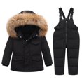 thumbnail image 1 of Nuevo conjunto de chaqueta de plumón para niños, abrigo grueso de terciopelo para niños pequeños, mono de invierno para niñas, conjunto de dos piezas, 1 of 2