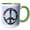 Green/White, variant on 3drose, Floral Peace Symbol - Flowery Hippy or Hippie Sign - Flower Power - Colorful Flowers - on Blue, 15oz Mug